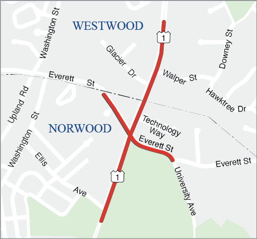 NORWOOD: INTERSECTION IMPROVEMENTS AT ROUTE 1 AND UNIVERSITY AVENUE/EVERETSTREET